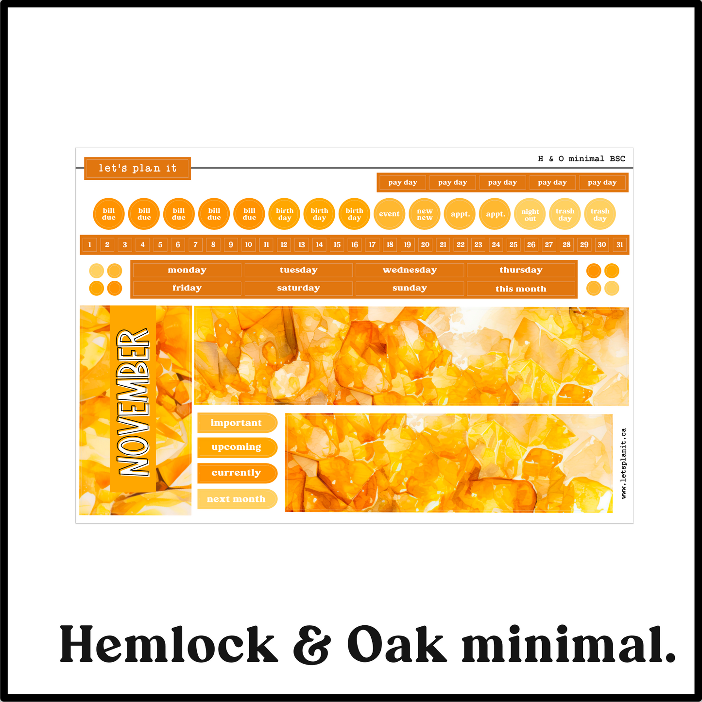 Monthly Kit: November birthstone | 8 layout options | November or Blank