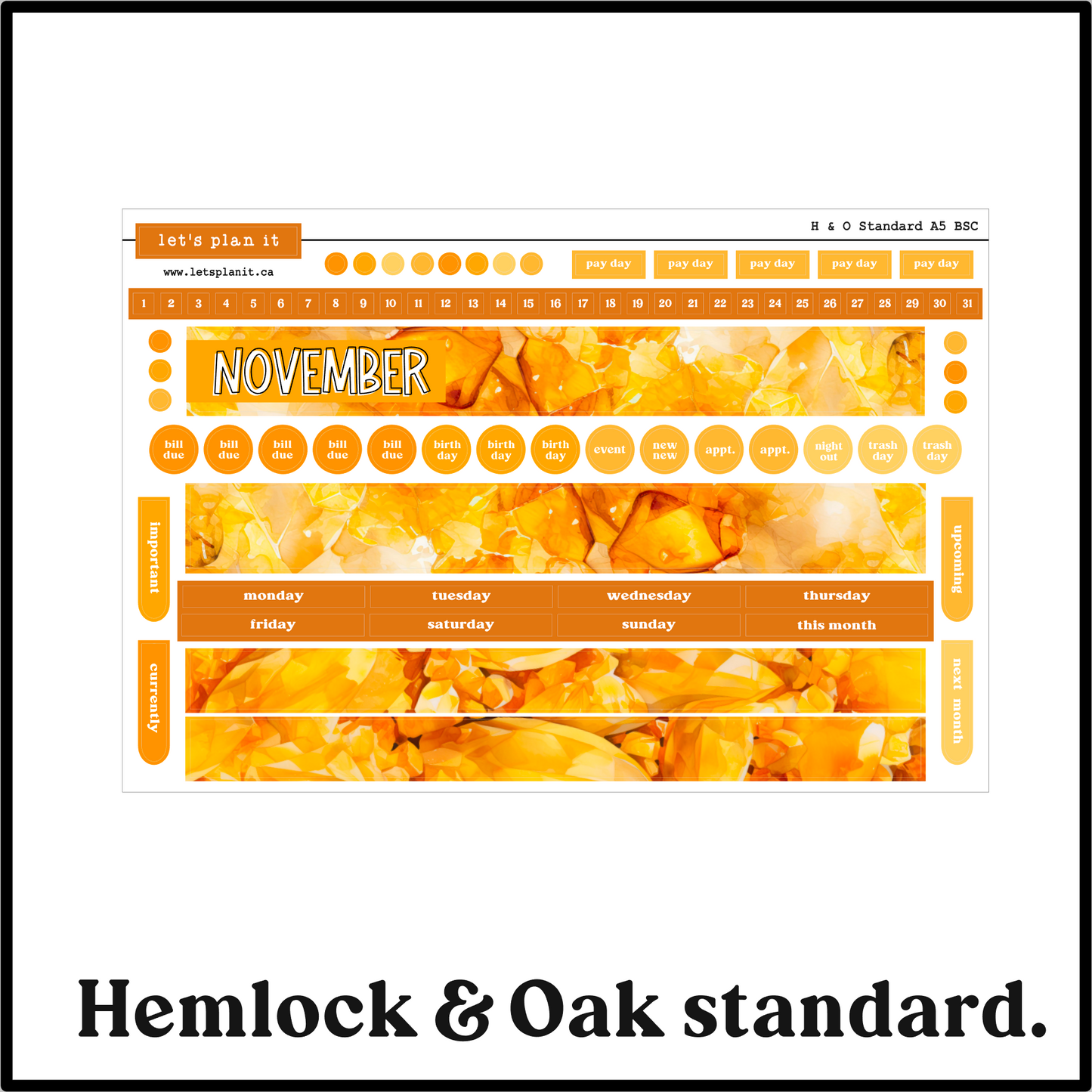 Monthly Kit: November birthstone | 8 layout options | November or Blank