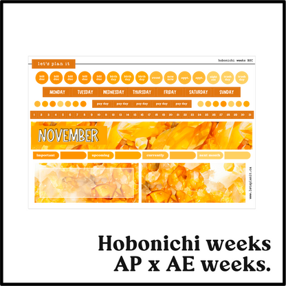 Monthly Kit: November birthstone | 8 layout options | November or Blank