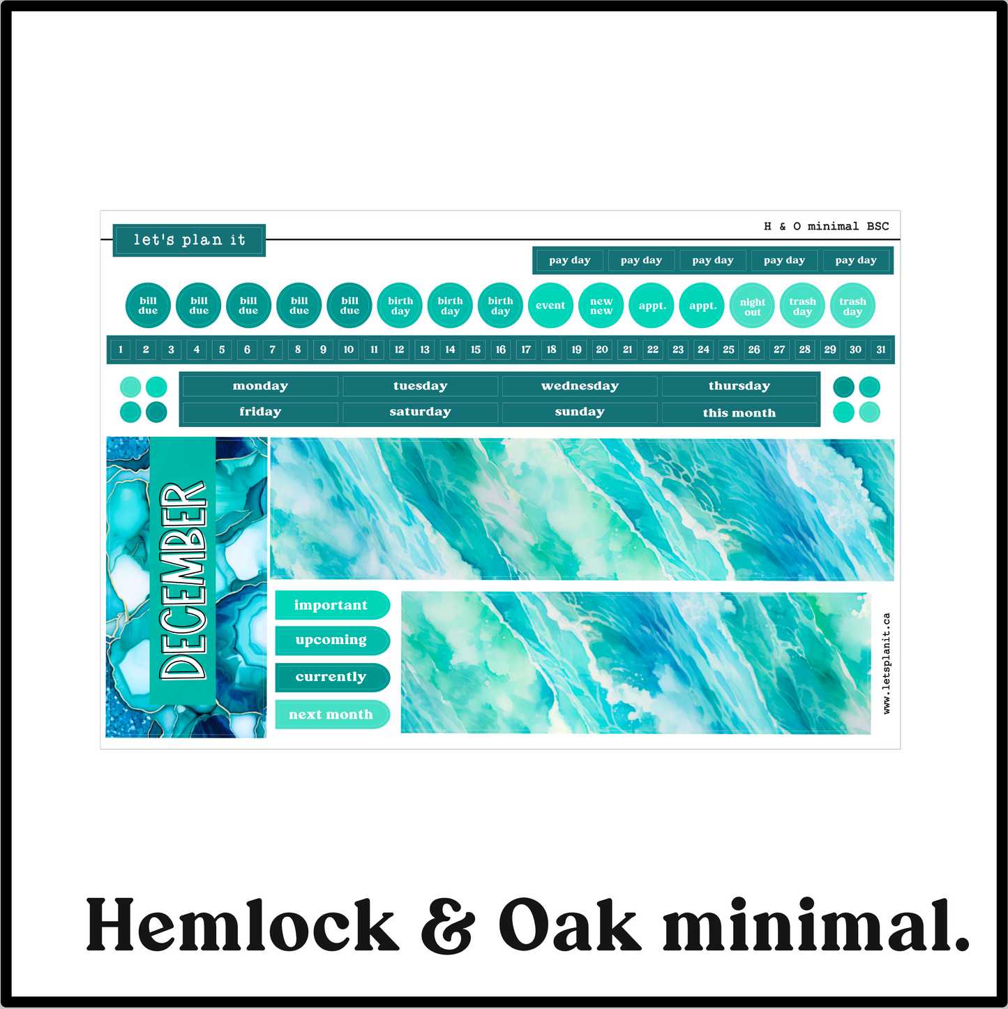 Monthly Kit: December birthstone | 8 layout options | December or Blank