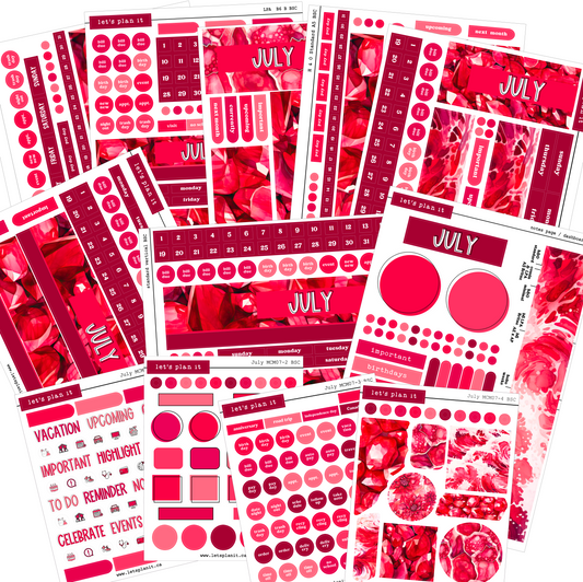 Monthly Kit: July birthstone | 8 layout options | July or Blank