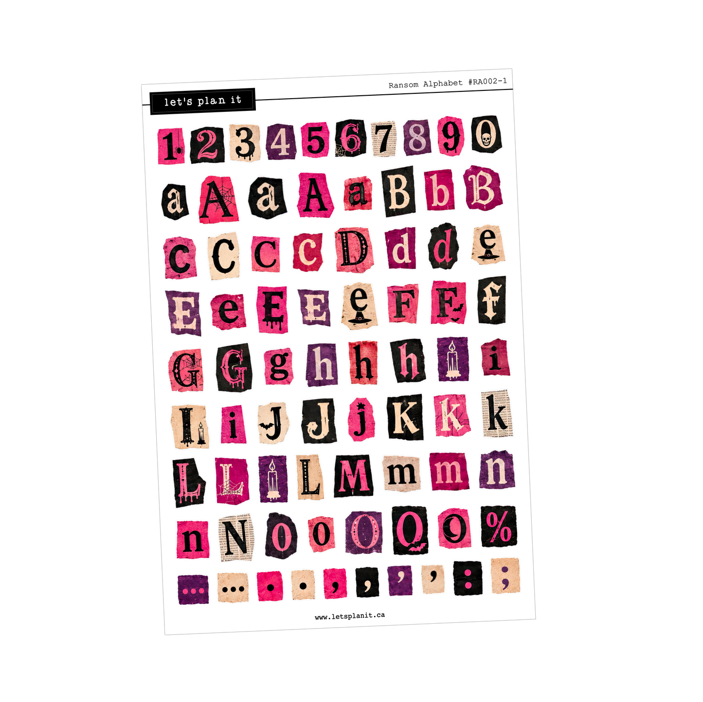 Ransom Alphabet Letters & Words | Pink Purple | 2 paper types