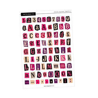 Ransom Alphabet Letters & Words | Pink Purple | 2 paper types