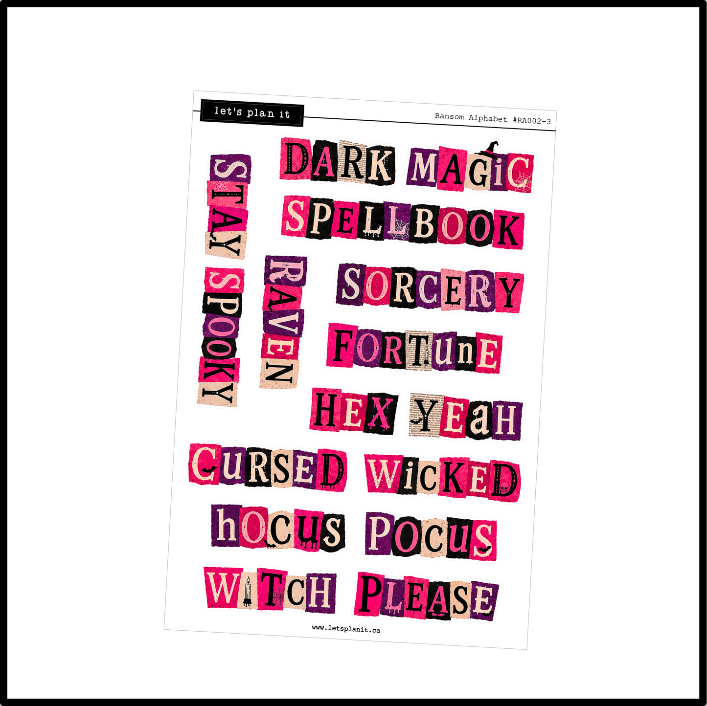 Ransom Alphabet Letters & Words | Pink Purple | 2 paper types