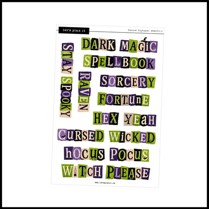 Ransom Alphabet Letters & Words | Green Purple | 2 paper types
