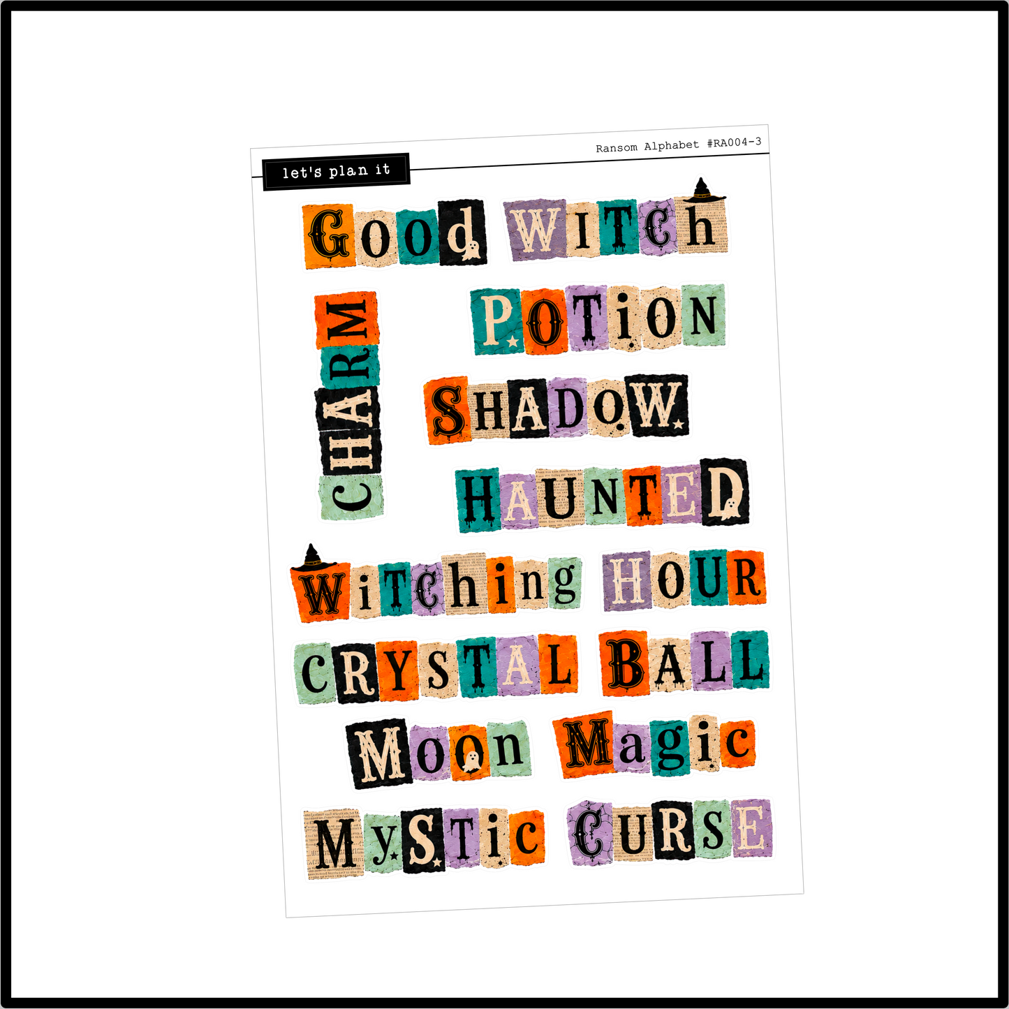 Ransom Alphabet Letters & Words | Teal Orange | 2 paper types