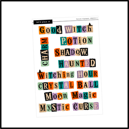 Ransom Alphabet Letters & Words | Teal Orange | 2 paper types