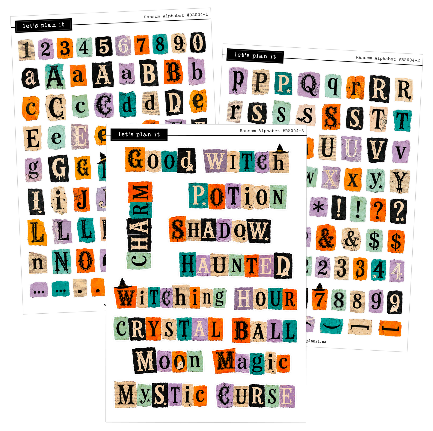 Ransom Alphabet Letters & Words | Teal Orange | 2 paper types