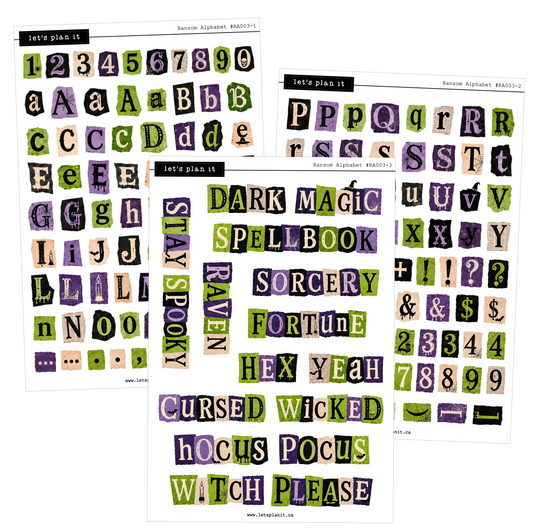 Ransom Alphabet Letters & Words | Green Purple | 2 paper types