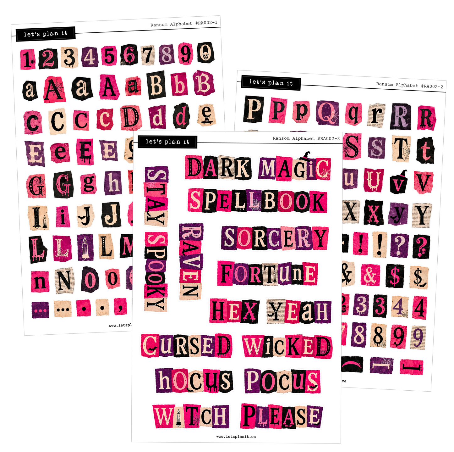 Ransom Alphabet Letters & Words | Pink Purple | 2 paper types