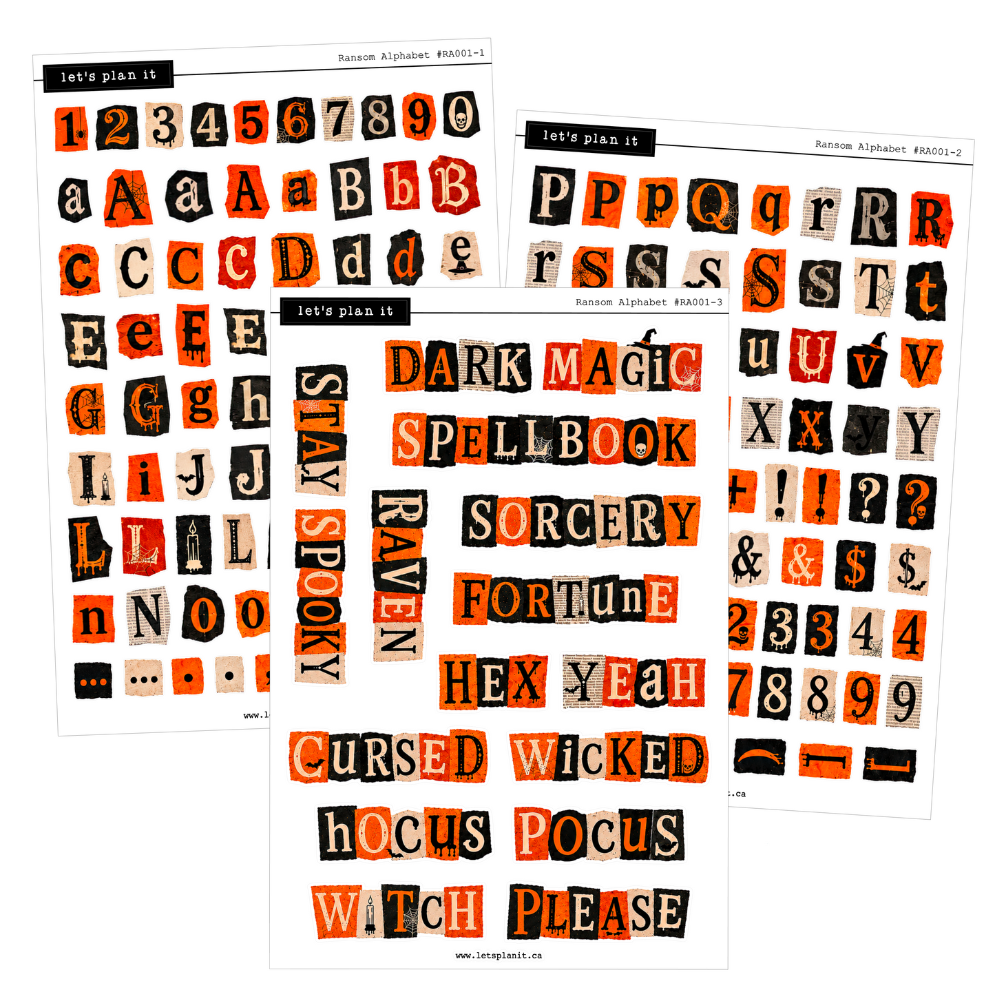 Ransom Alphabet Letters & Words | Orange Black | 2 paper types