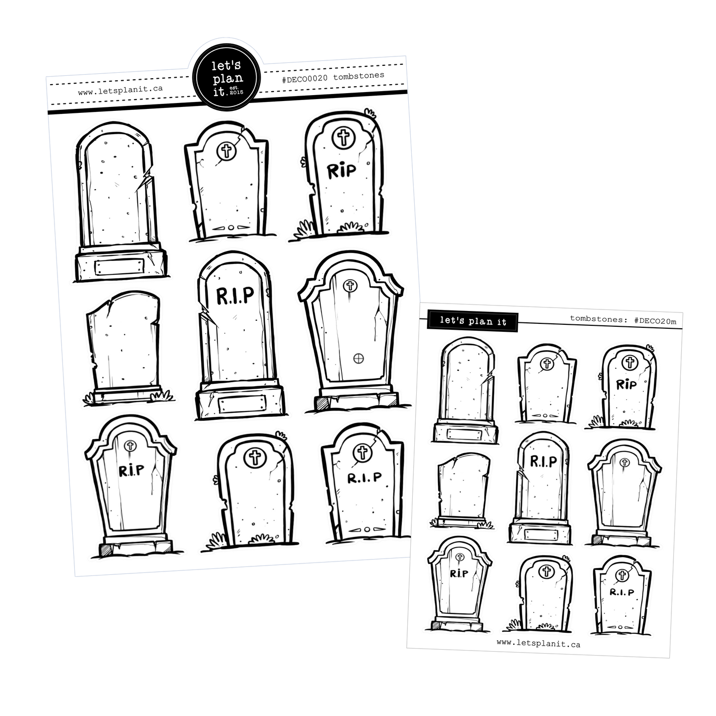 Tombstones | 2 paper types | 2 sizes | Deco