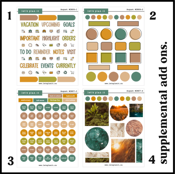 August monthly kit | 8 layout options | August or Blank