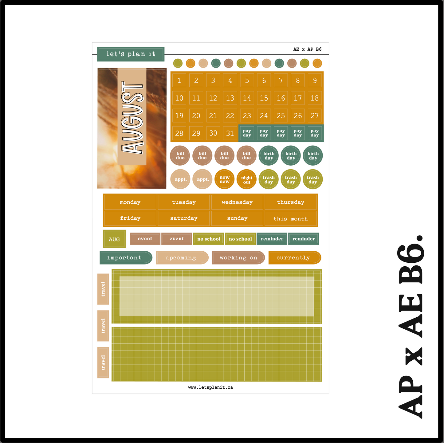 Monthly Kit: August | 8 layout options | August or Blank