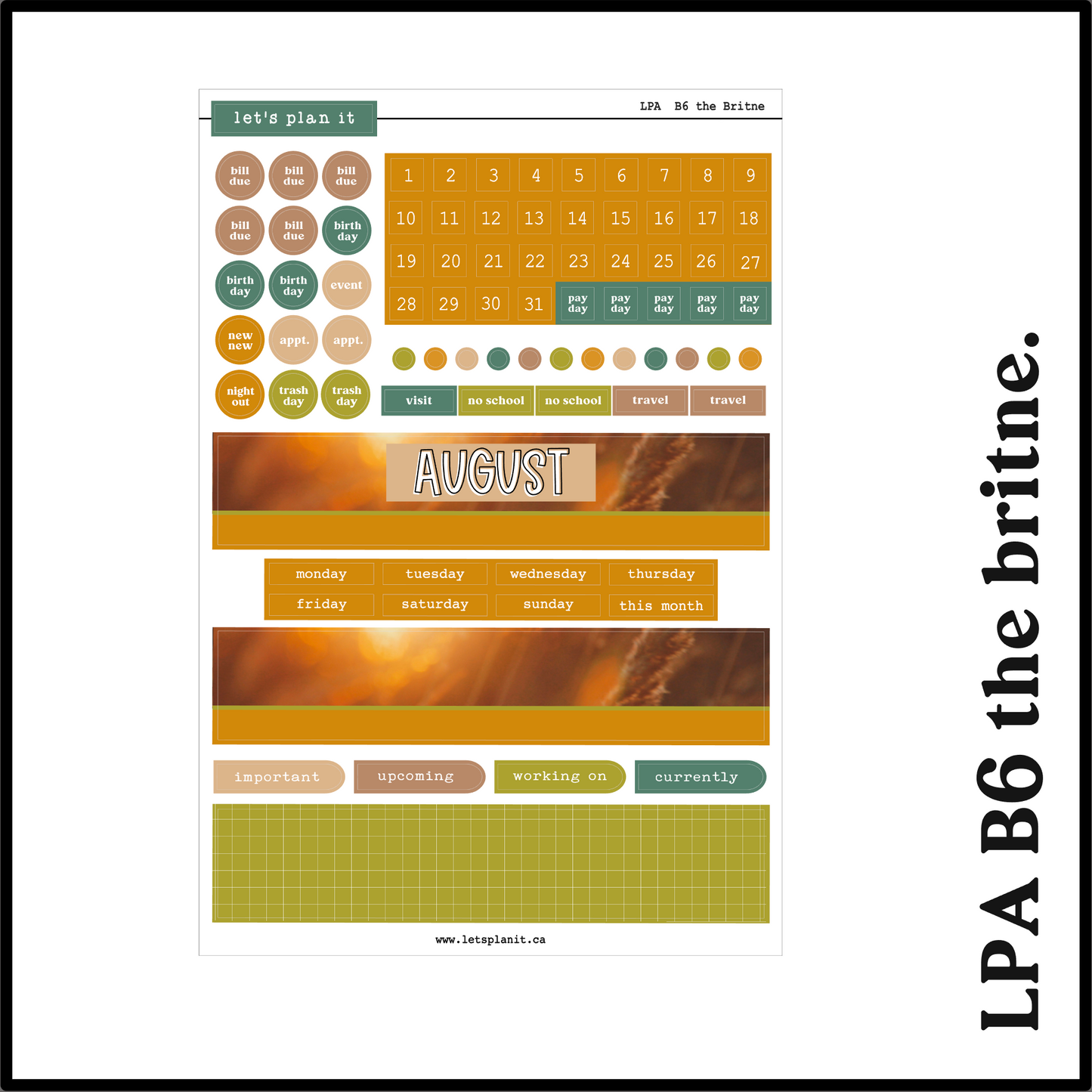 Monthly Kit: August | 8 layout options | August or Blank