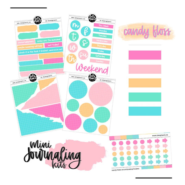 Mini Journaling Kit | CANDY FLOSS | 2 paper types | Planner Stickers