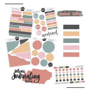 Mini Journaling Kit | MUTED RETRO | 2 paper types | Planner Stickers