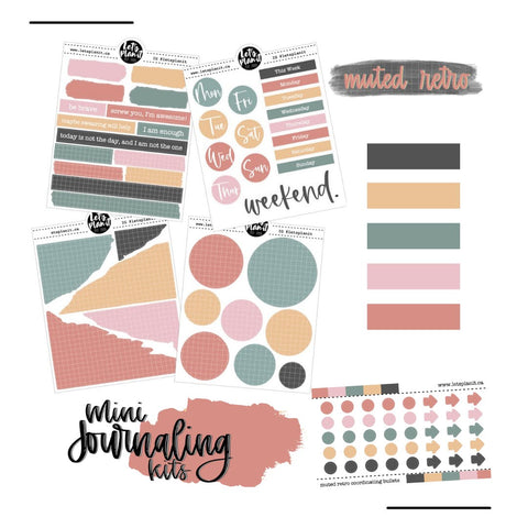 Mini Journaling Kit | MUTED RETRO | 2 paper types | Planner Stickers