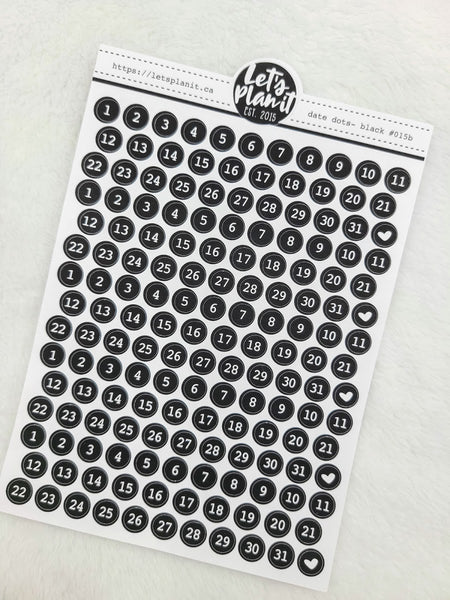 Date dots | Monochrome | Planner stickers