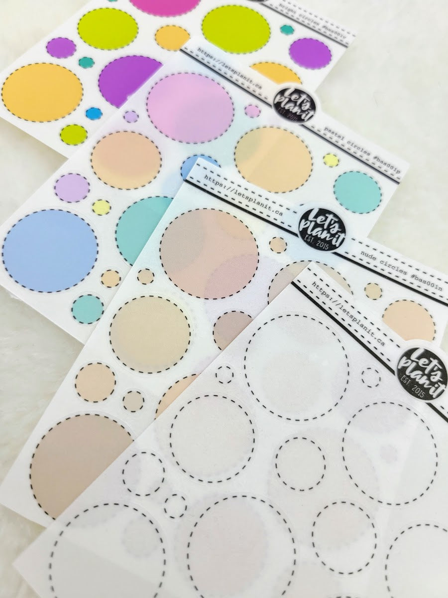 Mini sheets | CIRCLES | transparent or matte | planner stickers.