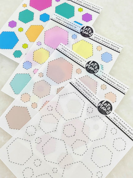 Mini sheets | HEXAGONS  transparent or matte | planner stickers.