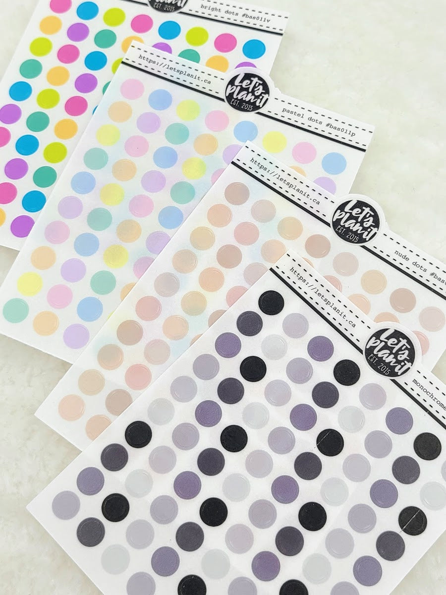 Mini sheets | 0.2" DOTS |  transparent or matte | planner stickers.