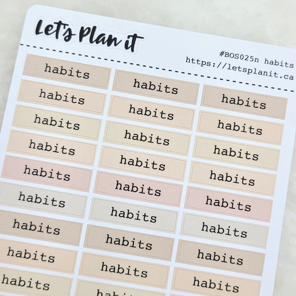 Habits | nude bar label