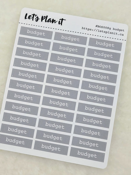 Budget | grey bar label stickers