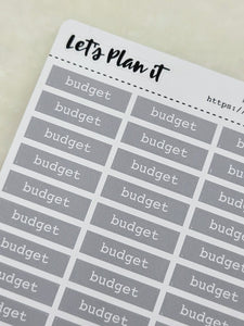 Budget | grey bar label stickers
