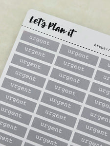 Urgent | grey bar label stickers