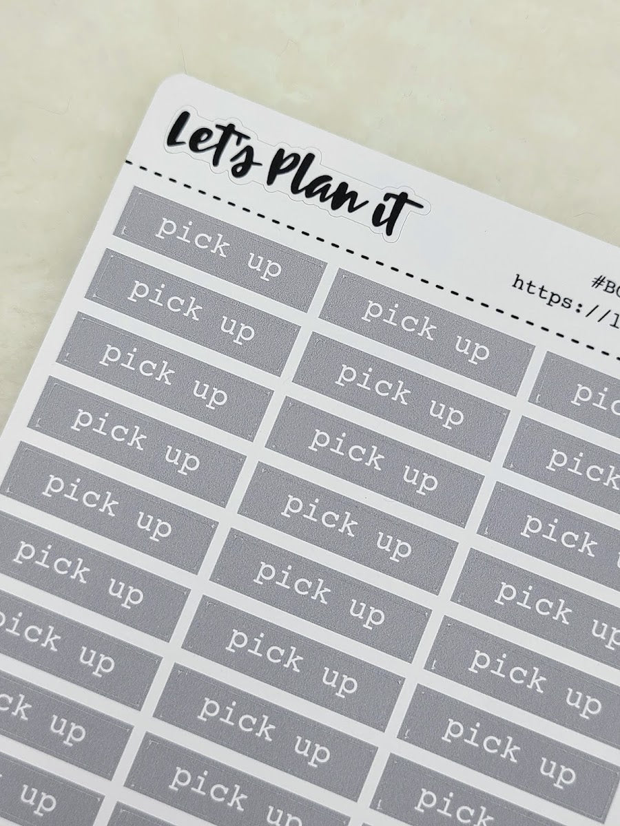 Pick Up | grey bar label stickers