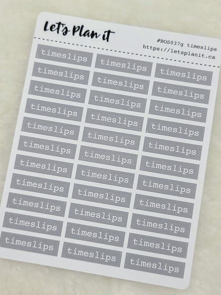 Timeslips | grey bar label stickers