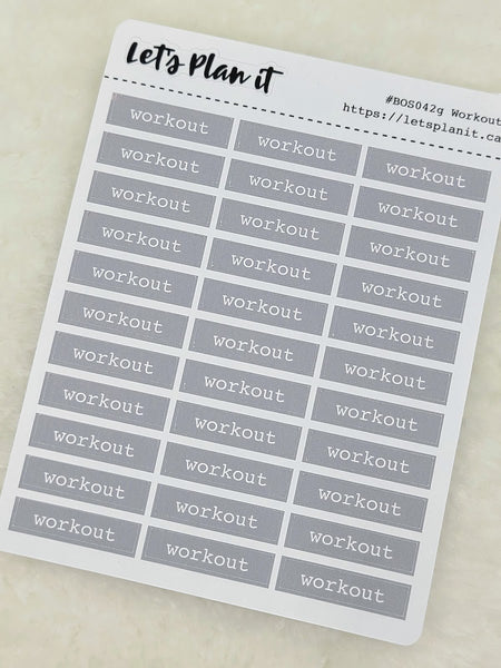 Workout | grey bar label stickers