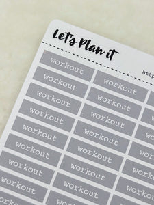 Workout | grey bar label stickers