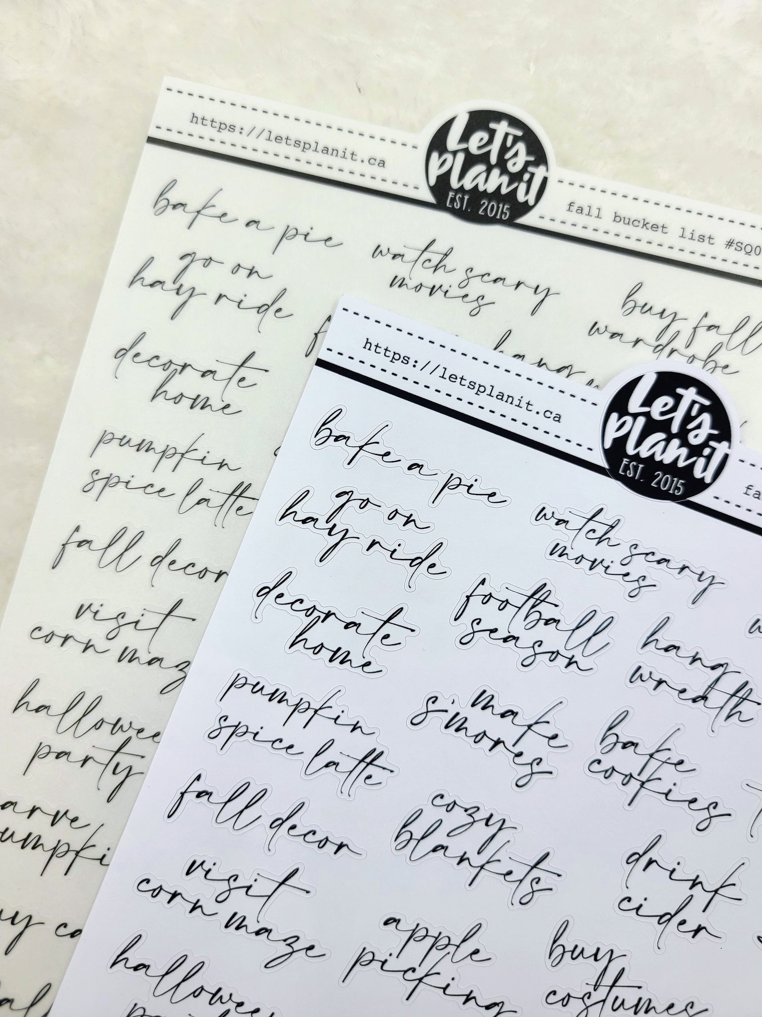 Fall bucket list | 2 paper types | monochrome script stickers