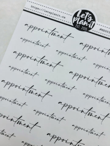 Appointment | Manuscript Cursive Script