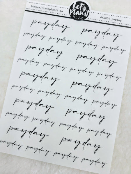 Payday | Manuscript Cursive Script