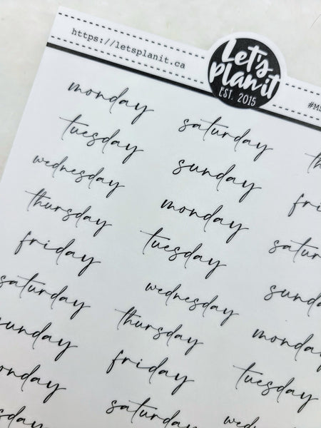 Weekdays (small) | Manuscript Cursive Script