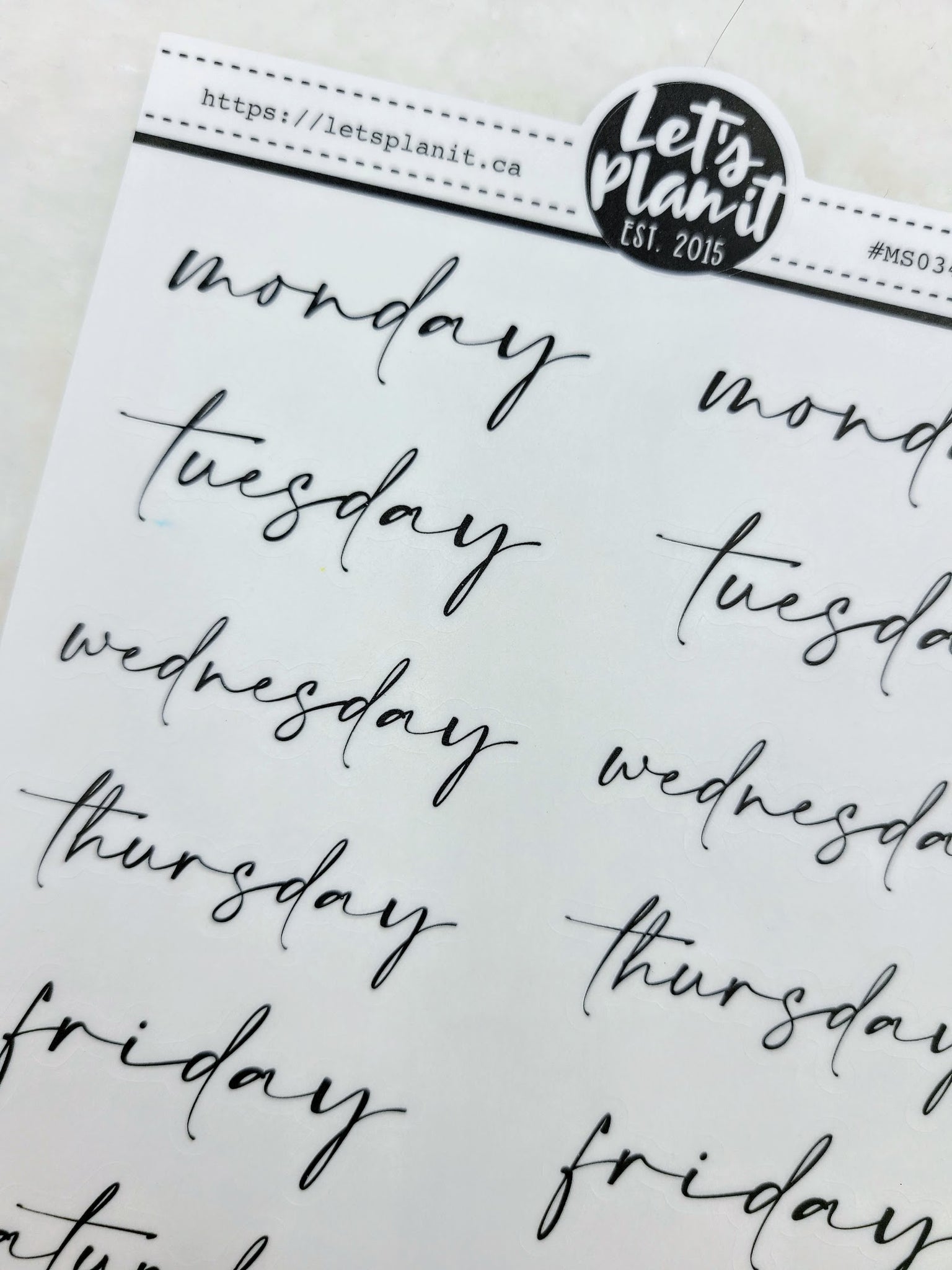 Weekdays (large) | Manuscript Cursive Script
