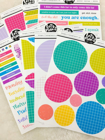 Journaling sheets | Grid Brights | 8 variations