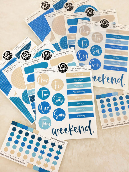 Mini Journaling Kit  | BEACH HOUSE | 2 paper types | Planner Stickers