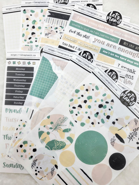 Journaling variety sheets | Spring Boho | 8 variations | 2 paper types | Planner Stickers
