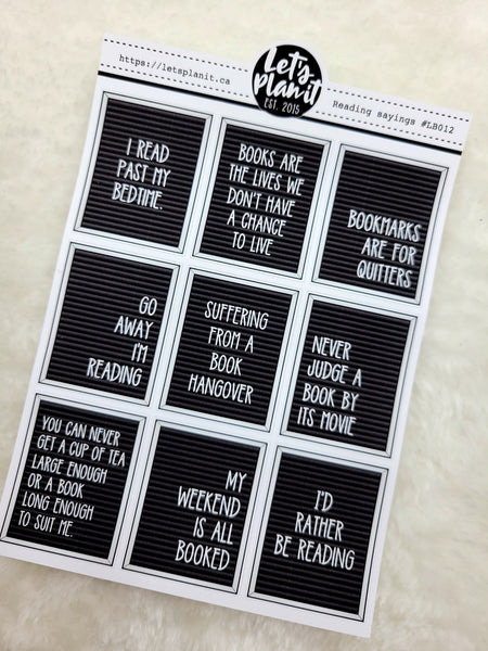 Letter Boards: Reading | planner stickers