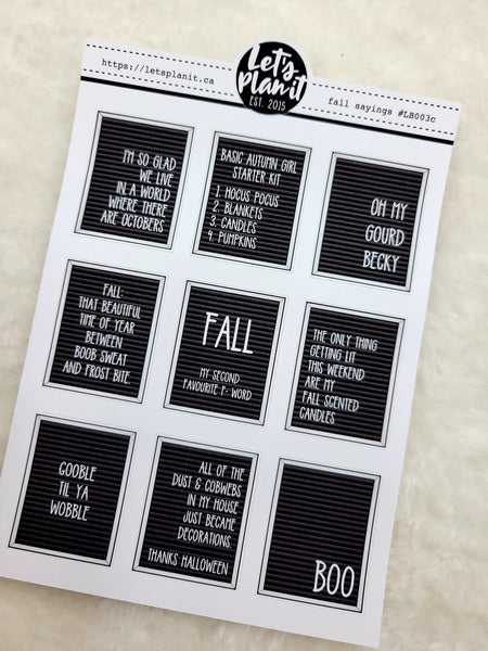 SMALL Funny/ Sassy FALL | 1.3" wide letter boards
