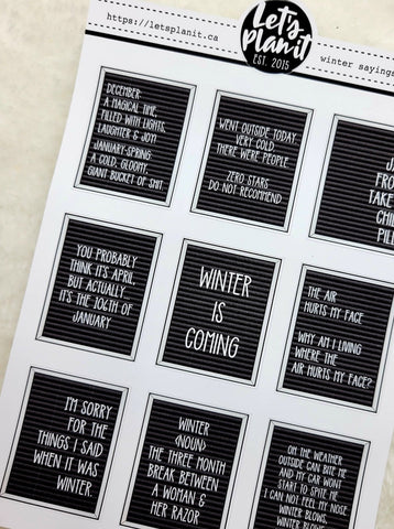 SMALL Funny/ Sassy WINTER | 1.3" wide letter boards