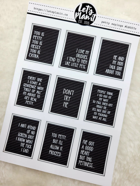 SMALL Funny/ Sassy Petty | 1.3" wide letter boards
