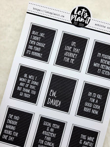 Letter Boards: SCHITTS CREEK 1 | planner stickers | (1.3" wide)