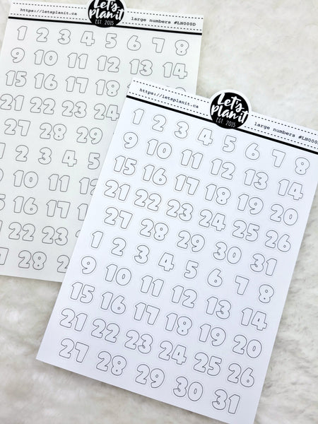 Monthly numbers | Bubble | 2 varieties | Planner stickers