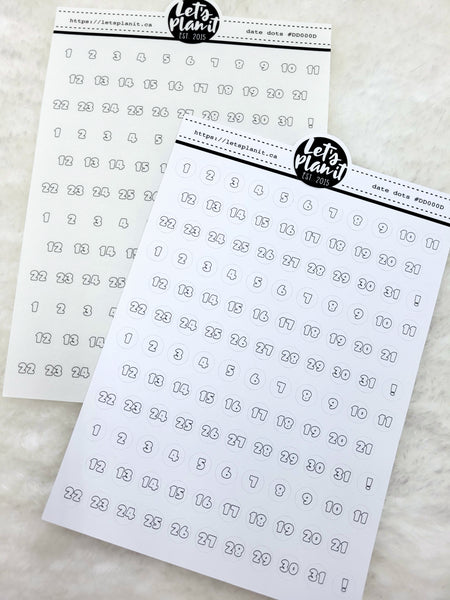 Monthly numbers | Bubble | 2 varieties | Planner stickers