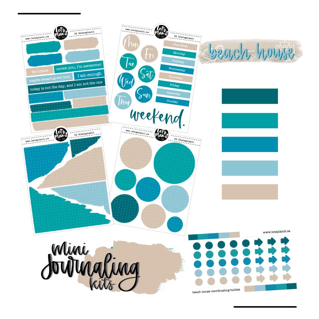 Mini Journaling Kit  | BEACH HOUSE | 2 paper types | Planner Stickers
